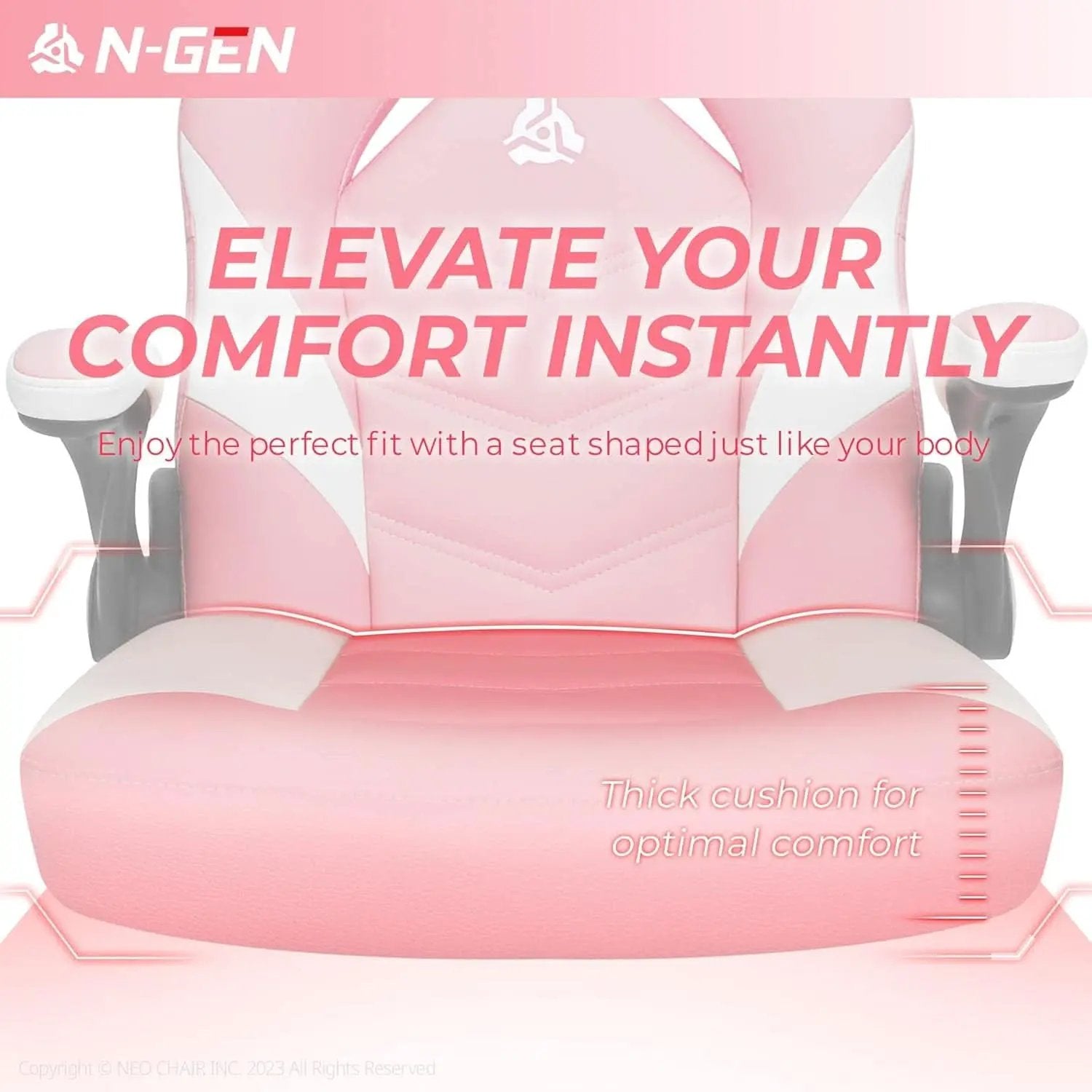 Pink Ergonomic Gaming Chair With Adjustable Lumbar Support from PriceLows™