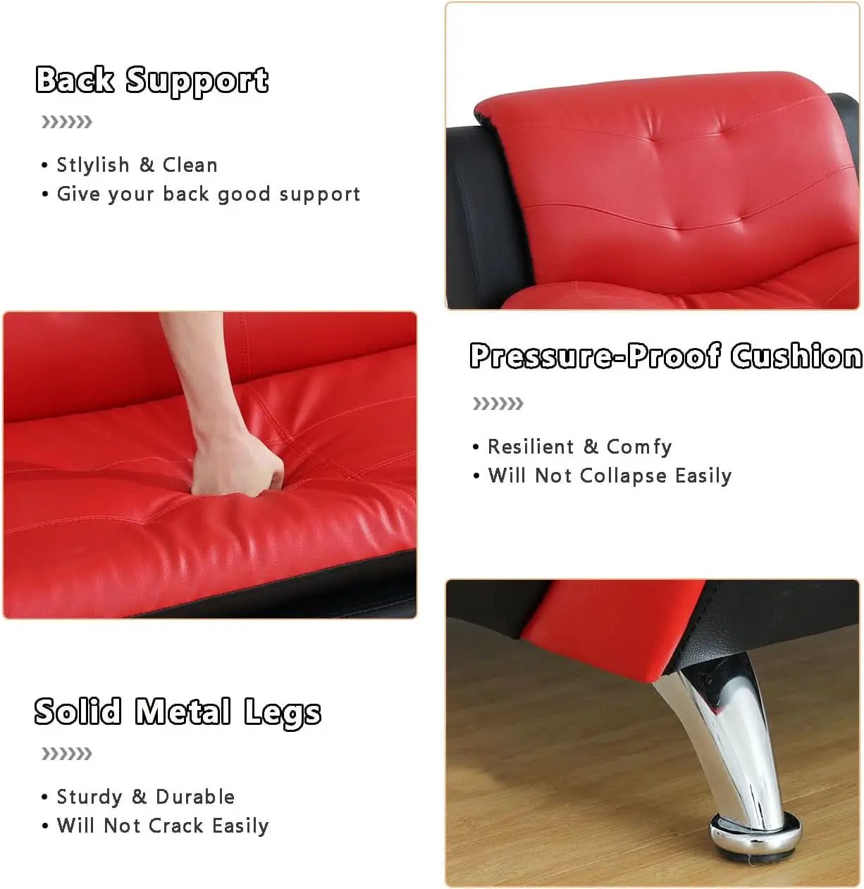 Two Tone Black And Red Leather Sofa Set For Living Room from PriceLows™