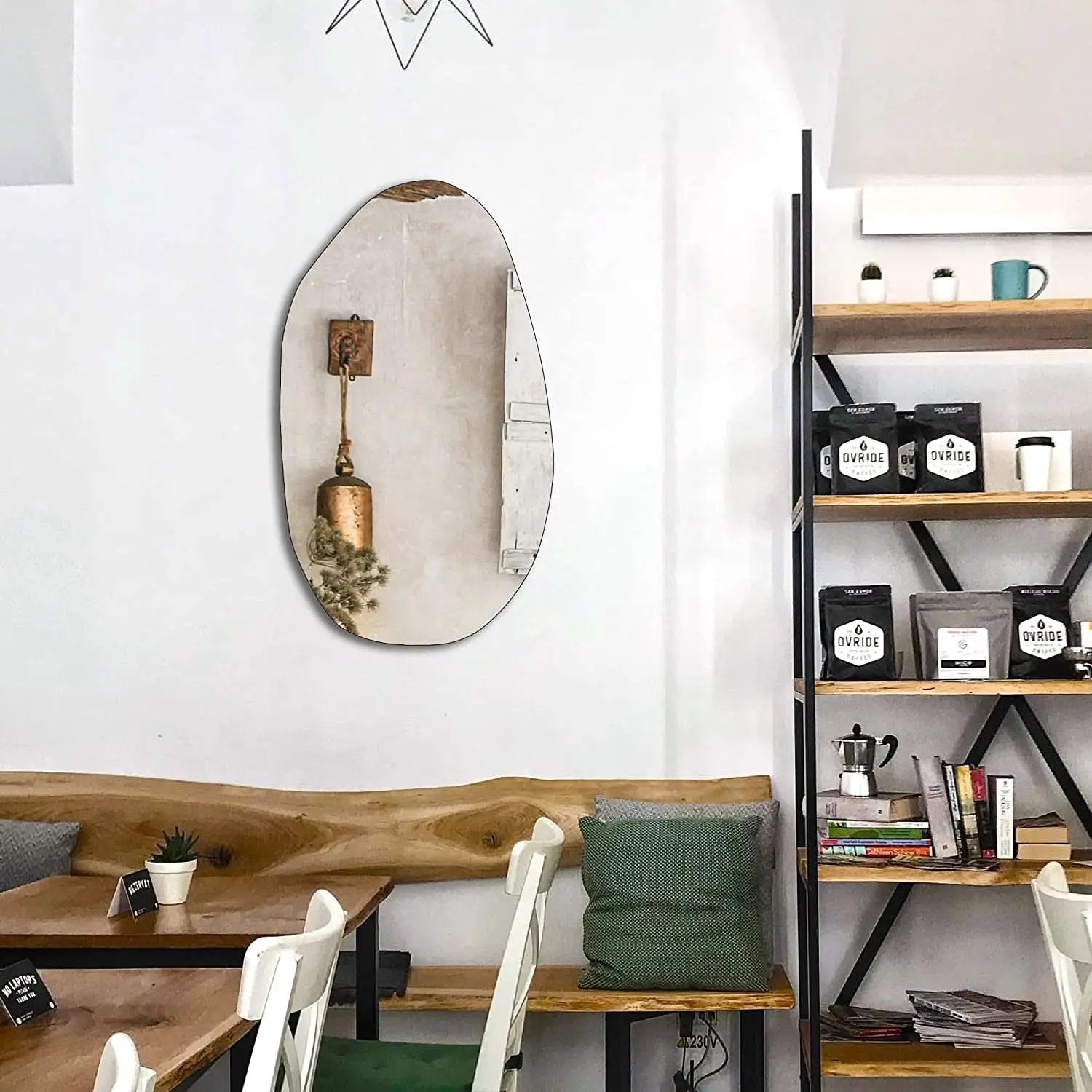 Asymmetrical Frameless Wall Mirror For Living Room 19.5 x 33.5 Inches from PriceLows™