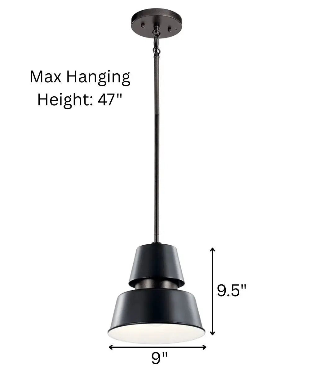 Pendant Light | 9 Inch Wide | Black Metal Cone | Indoor Outdoor