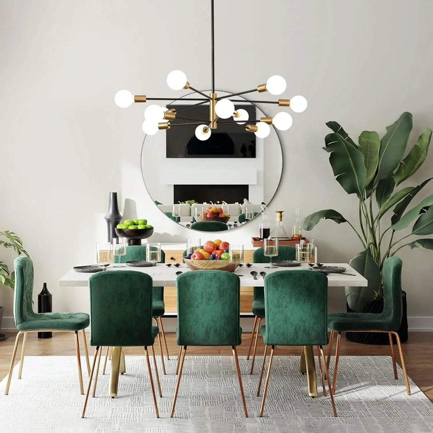 Gold Black Sputnik Chandelier 12 Light With Adjustable Height from PriceLows™