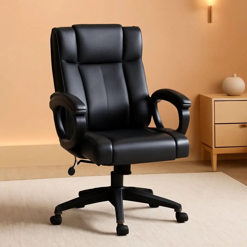 Black Ergonomic Office Chair With Adjustable Lumbar Support from PriceLows™