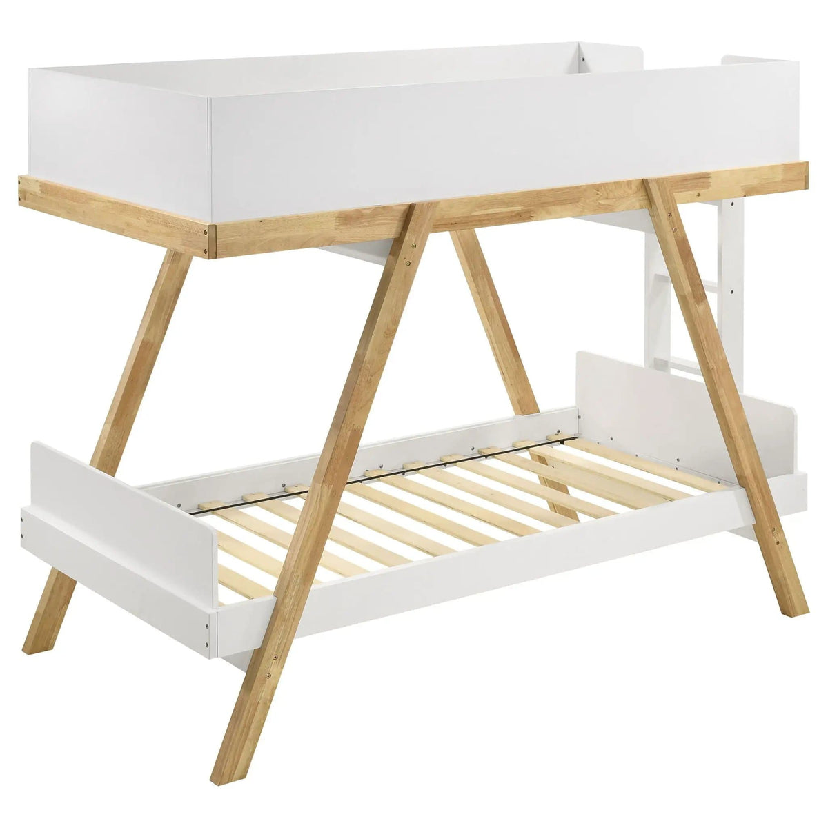 Frankie Wood Twin Over Twin Bunk Bed White and | 82 x 43.25 x 69 in | Wood | Natural
