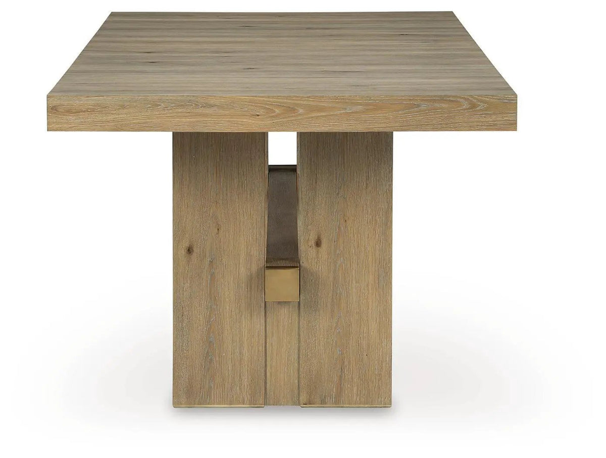 Rectangular Dining Extension Table | Easy Glide Mechanism | Light Brown Finish