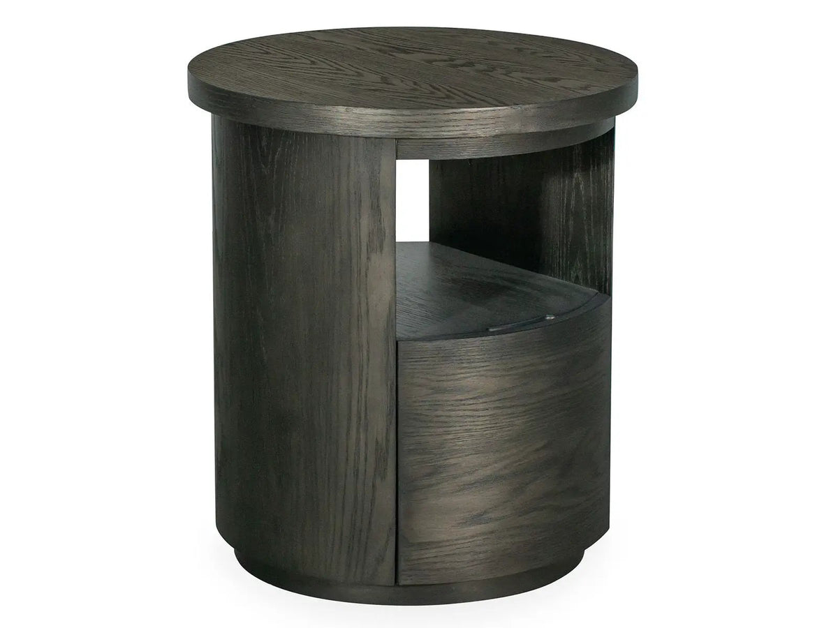 Bosley Round End Table | Coffee Bean Finish | Oak Veneer And Bentwood | 22 Inch Diameter