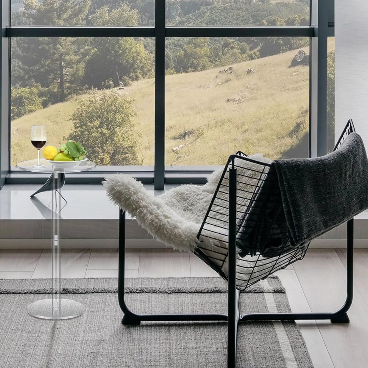 Two Piece Acrylic Side Tables Clear 10x10x24.2Inches from PriceLows™
