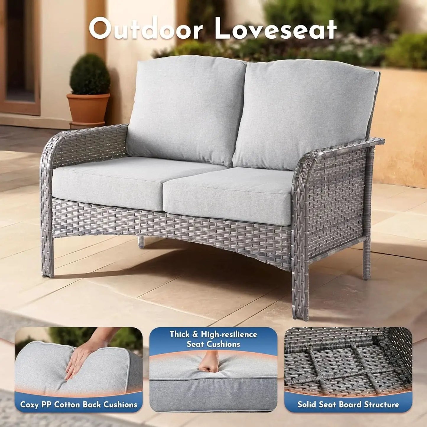 5 Piece Outdoor Patio Furniture Set With Swivel Rocker Chairs Light Gray from PriceLows™