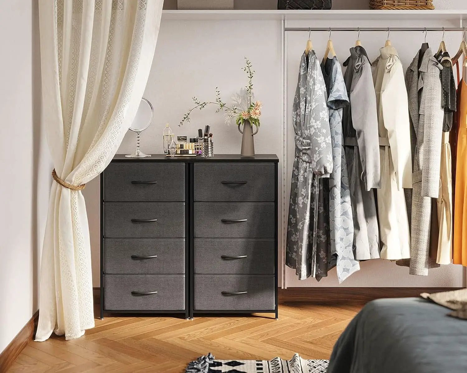 Compact 4 Drawer Dresser Dark Grey For Small Bedrooms from PriceLows™