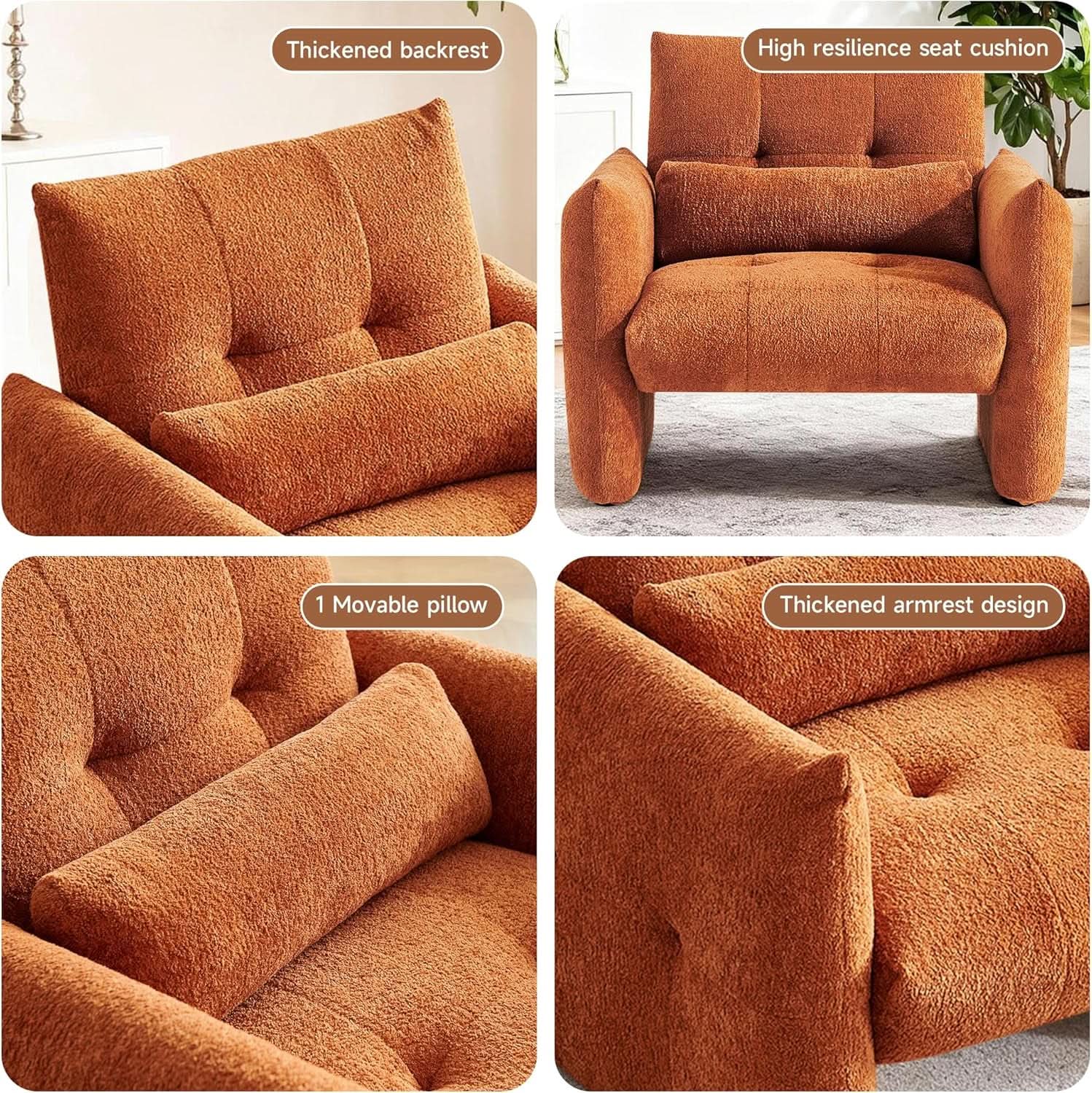 Taupe Sherpa Upholstered Accent Arm Chair Luxurious from PriceLows™