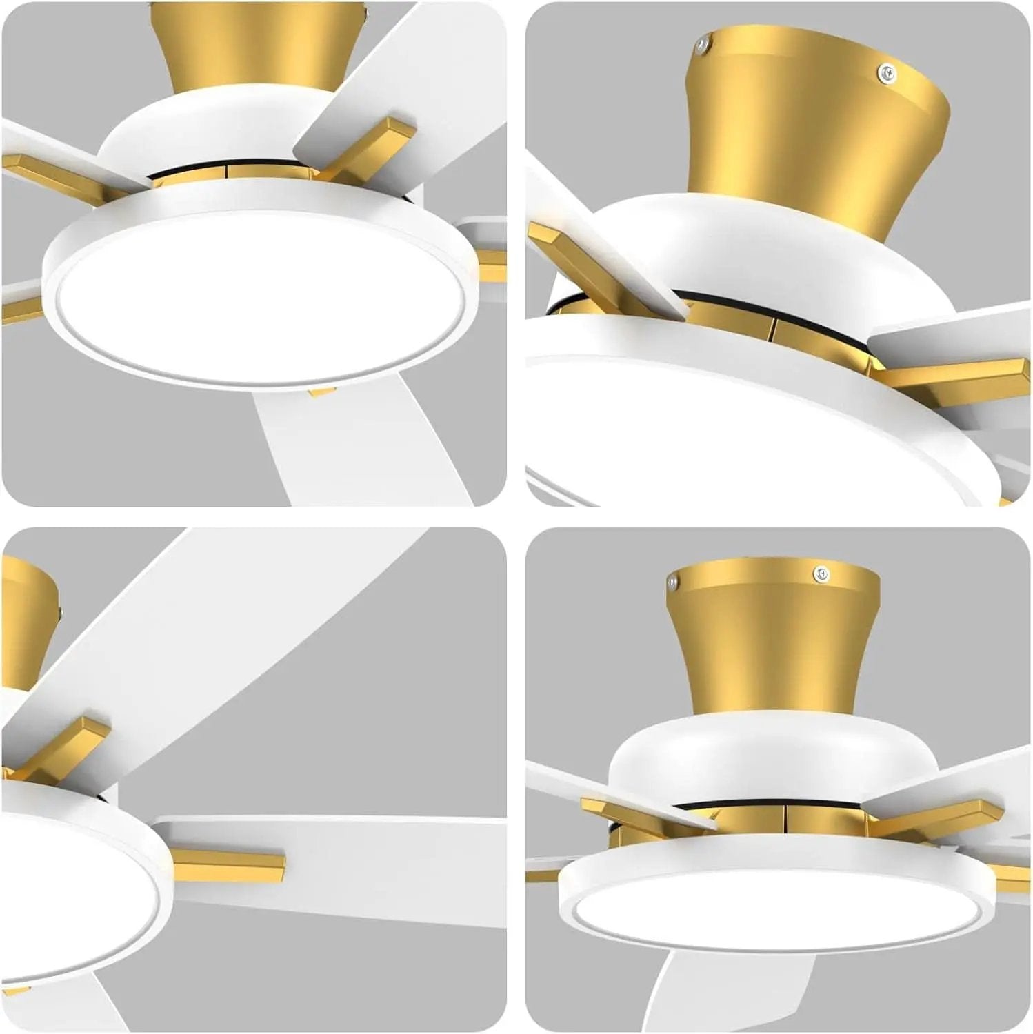 52 Inch Ceiling Fan With Remote Dimmable Lights White Gold from PriceLows™