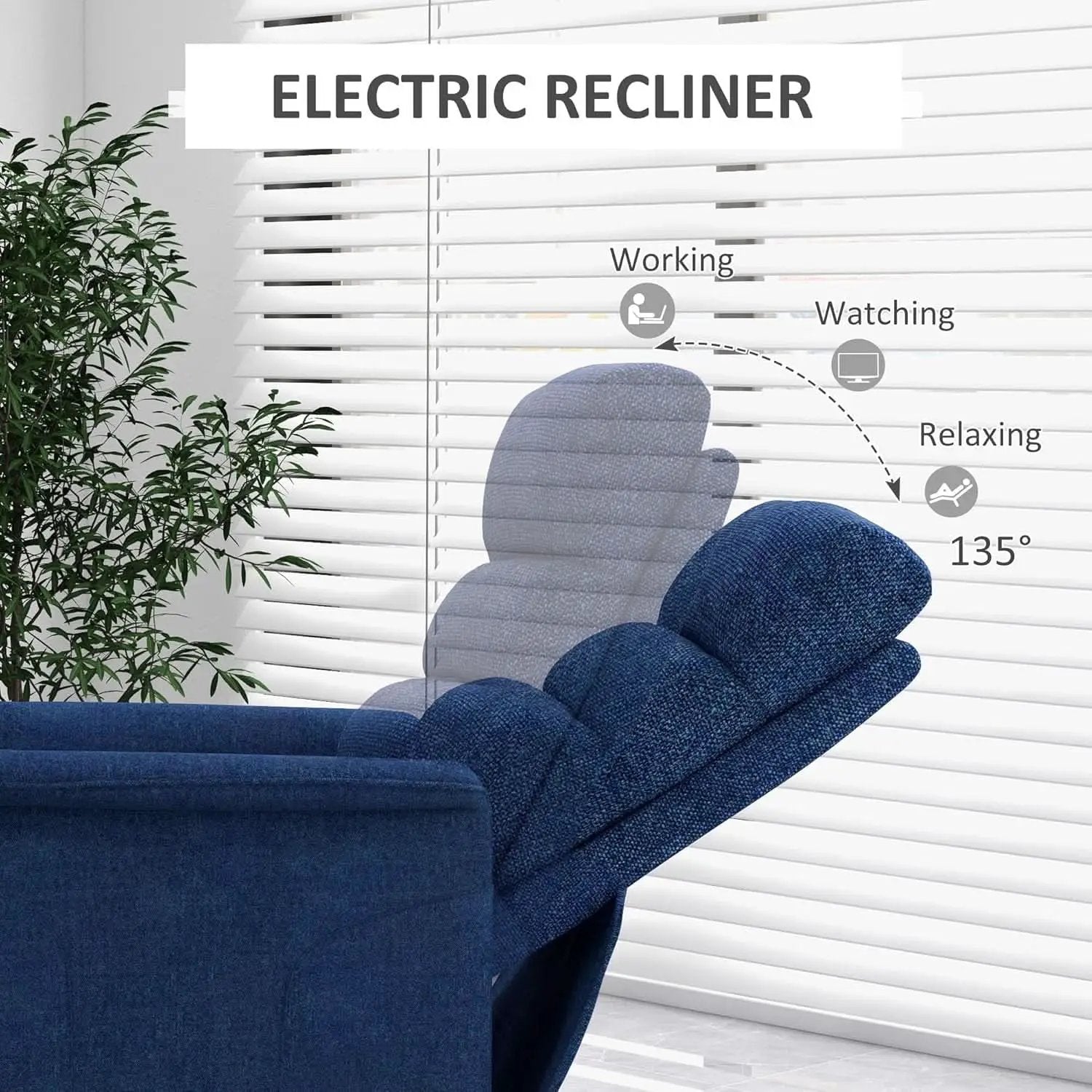 Power Lift Recliner Chair In Dark Blue Fabric Easy Assembly from PriceLows™