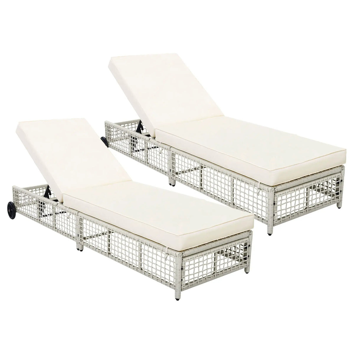 Outdoor Lounge Chair | 5 Position Reclining | Portable Wheels