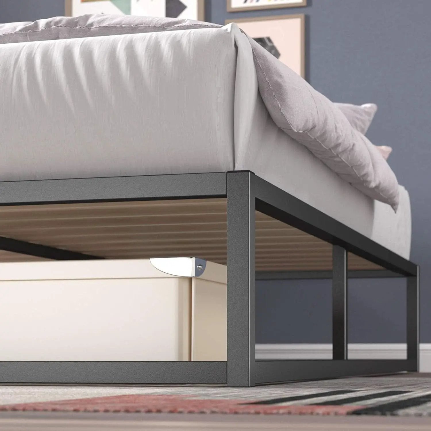 Full Size Platform Bed Frame No Box Spring Slats Included from PriceLows™
