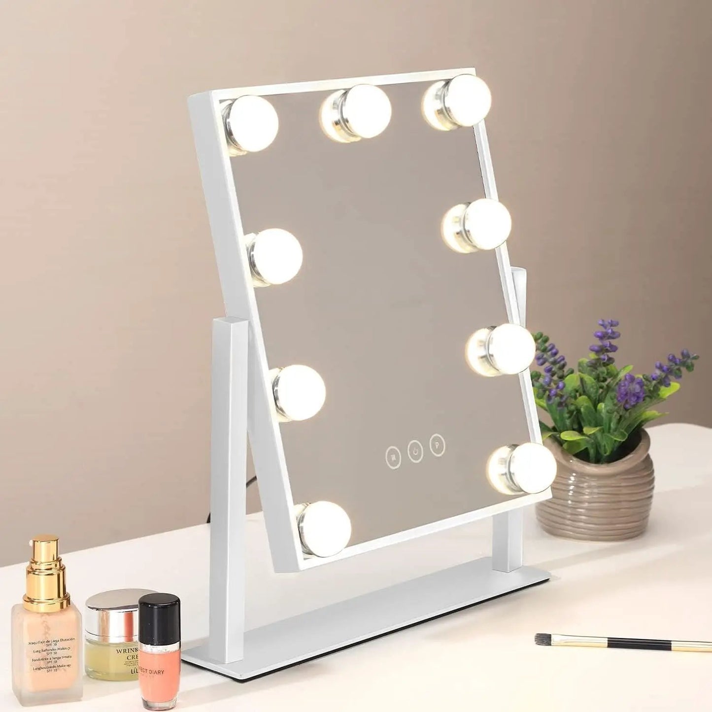 Lighted Makeup Vanity Mirror With 3 Color Modes And 10X Magnification White from PriceLows™