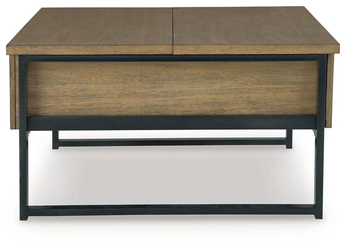 Montia Cocktail Table | Light Wood-Tone Finish | Contrasting Frame | Mixed-Material Look