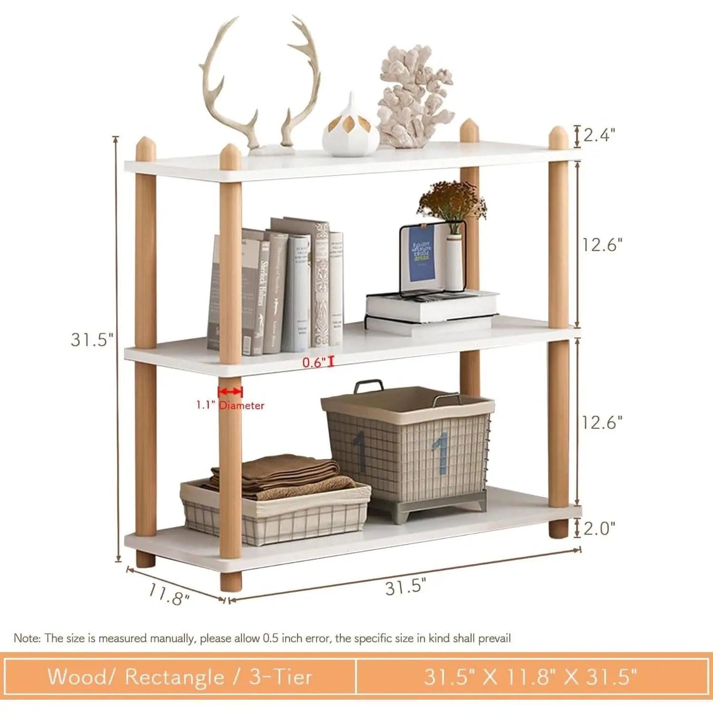 Three Tier White Bookcase Free Standing Display Rack from PriceLows™