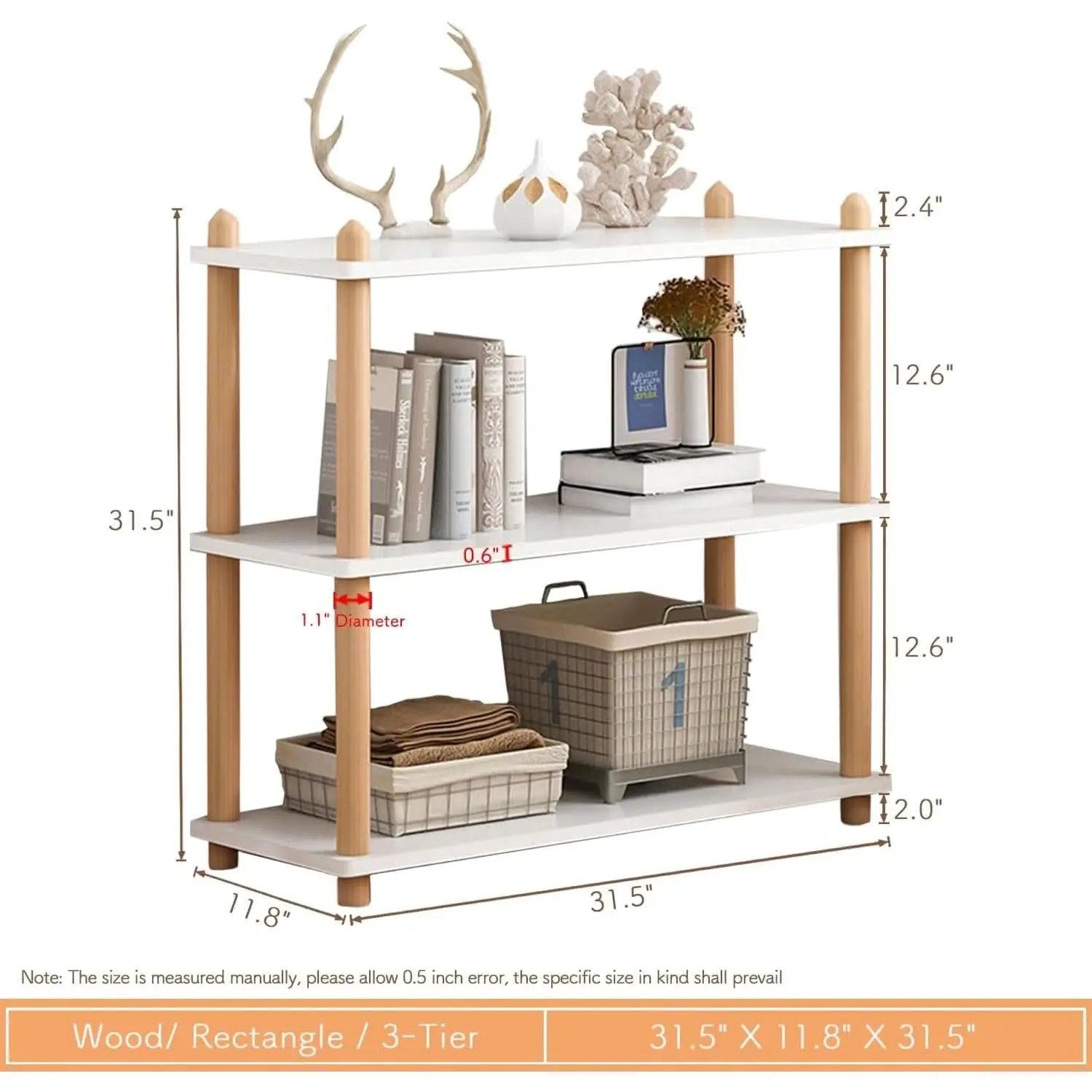 Three Tier White Bookcase Free Standing Display Rack from PriceLows™