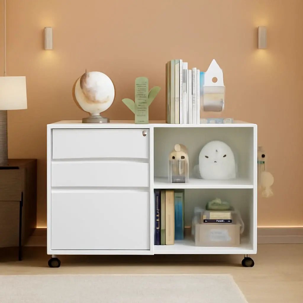 White Locking 3 Drawer File Cabinet For Home Office from PriceLows™