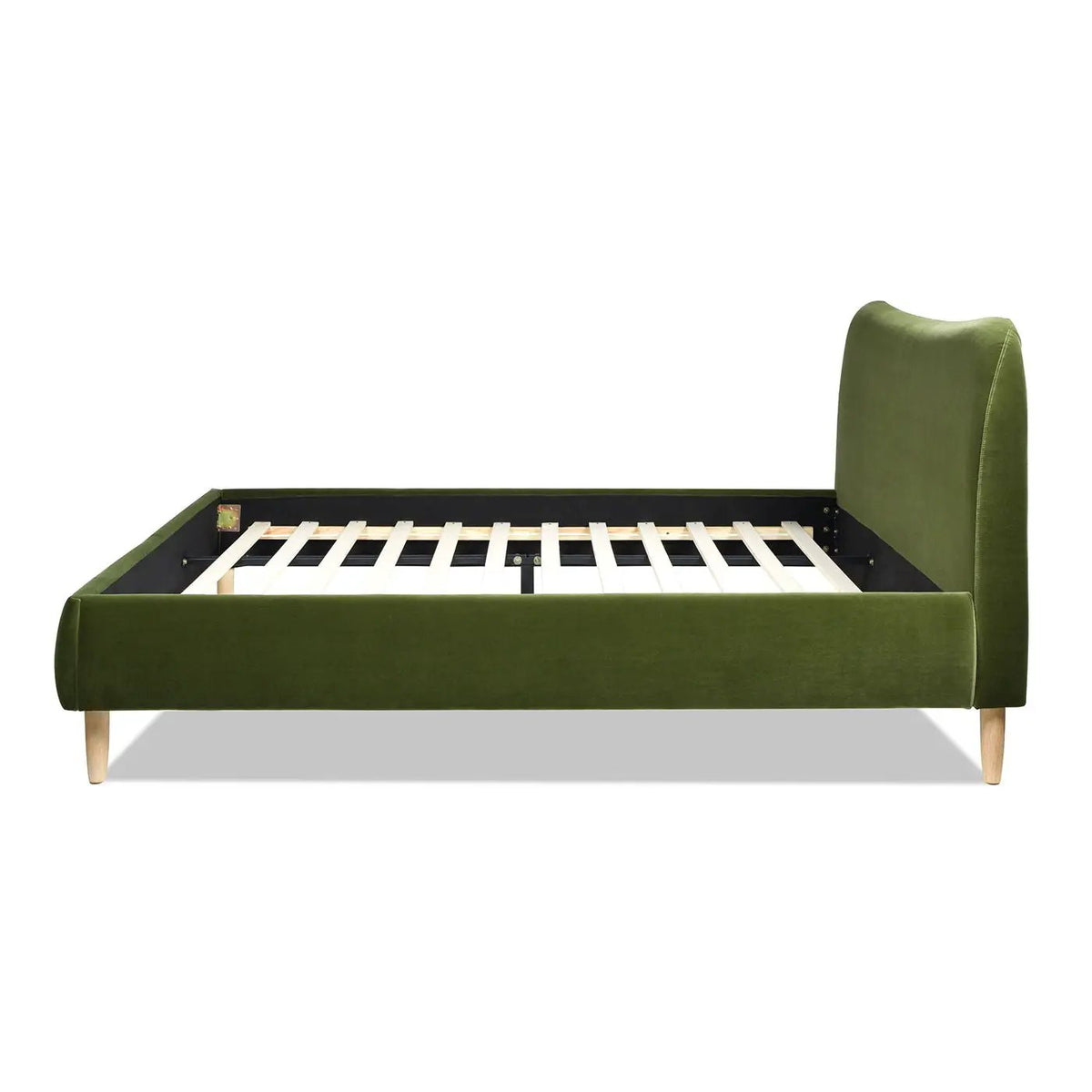 Roman Upholstered Platform Bed | Curved Headboard | Upholstered Rails | Eco-Friendly Construction
