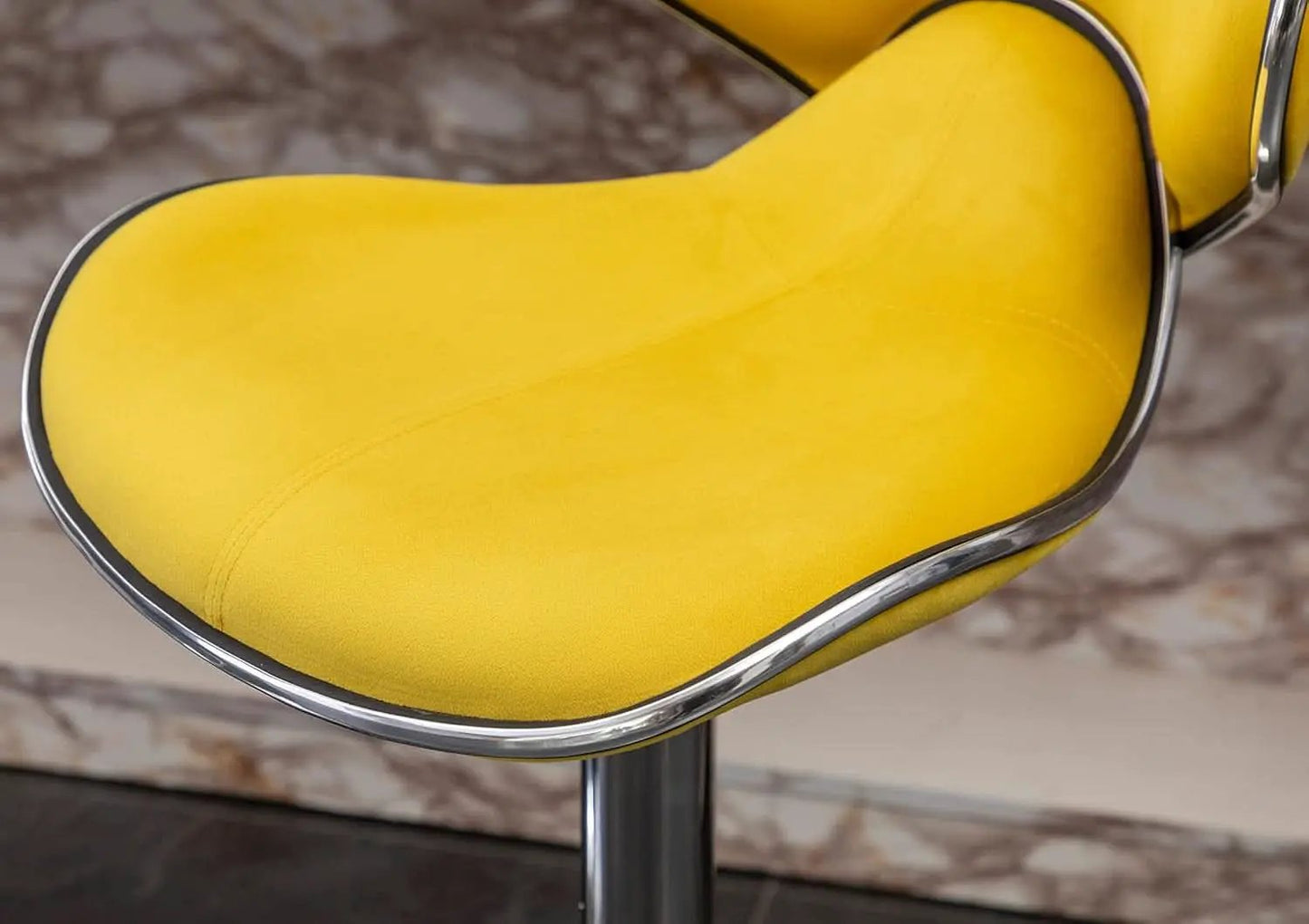 Masaccio Velvet Adjustable Swivel Bar Stool Set Of 2 Yellow from PriceLows™
