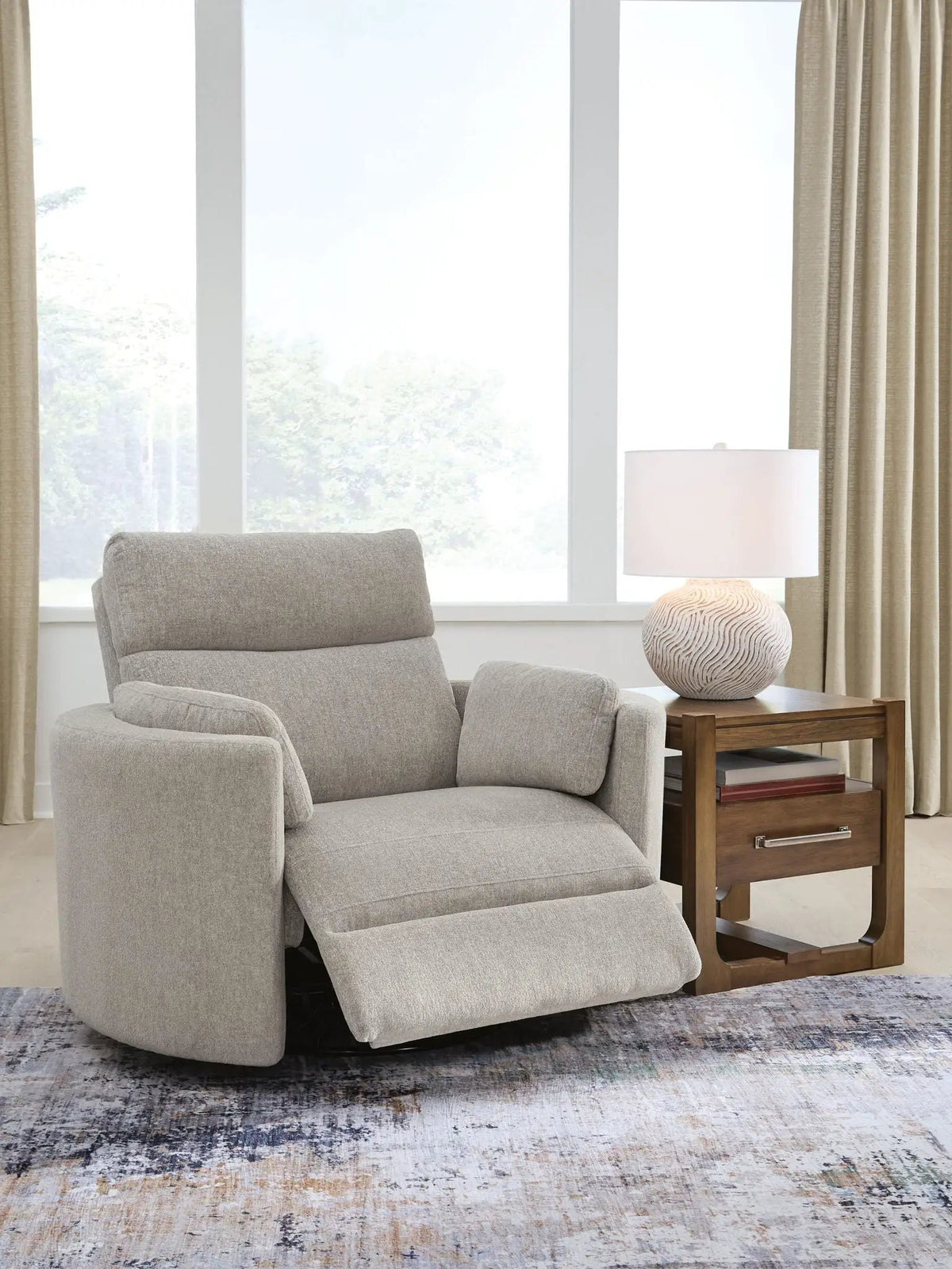 Swivel Glider Power Recliner | Performance Fabric | One Touch Control | Flint