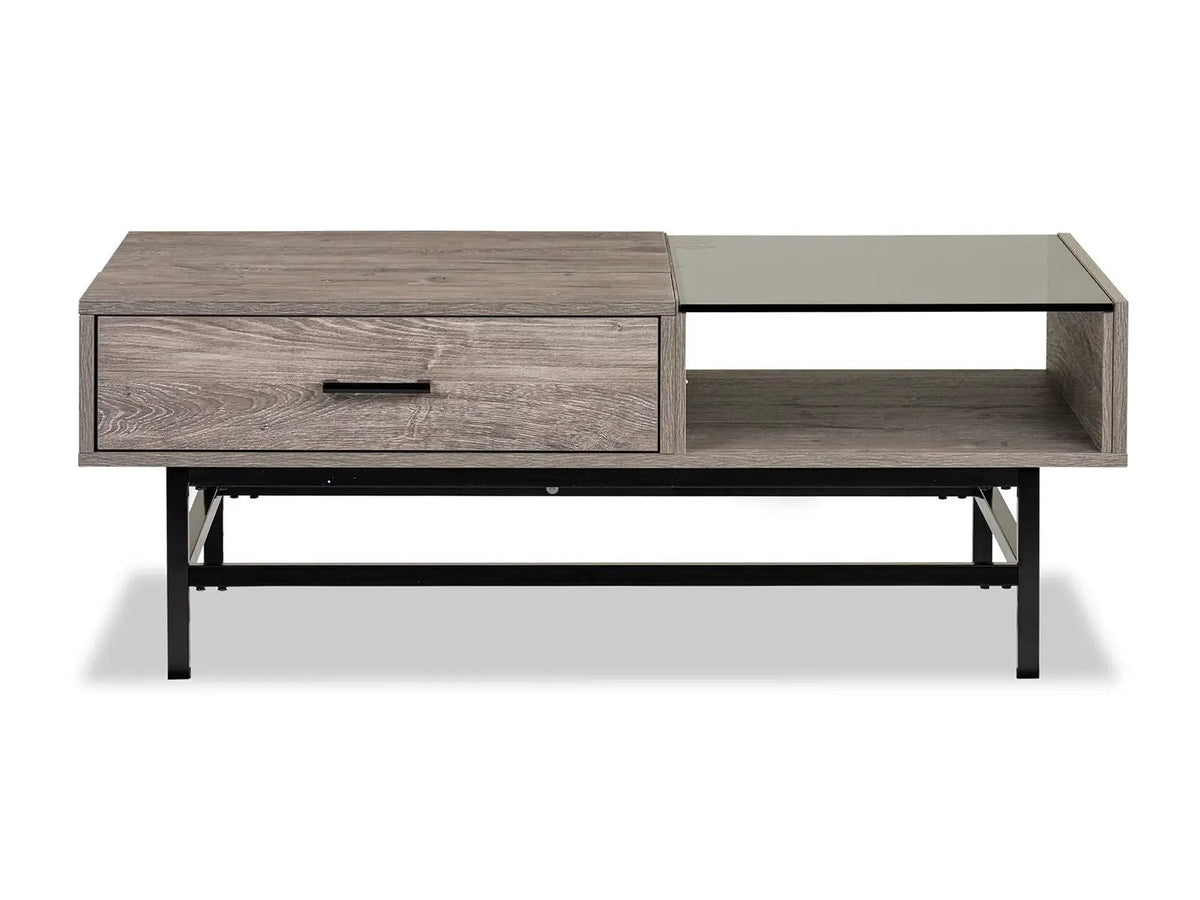 Fenwick Rectangular End Table | Whitetail Brown Finish | Matte Black Metal | Industrial Style