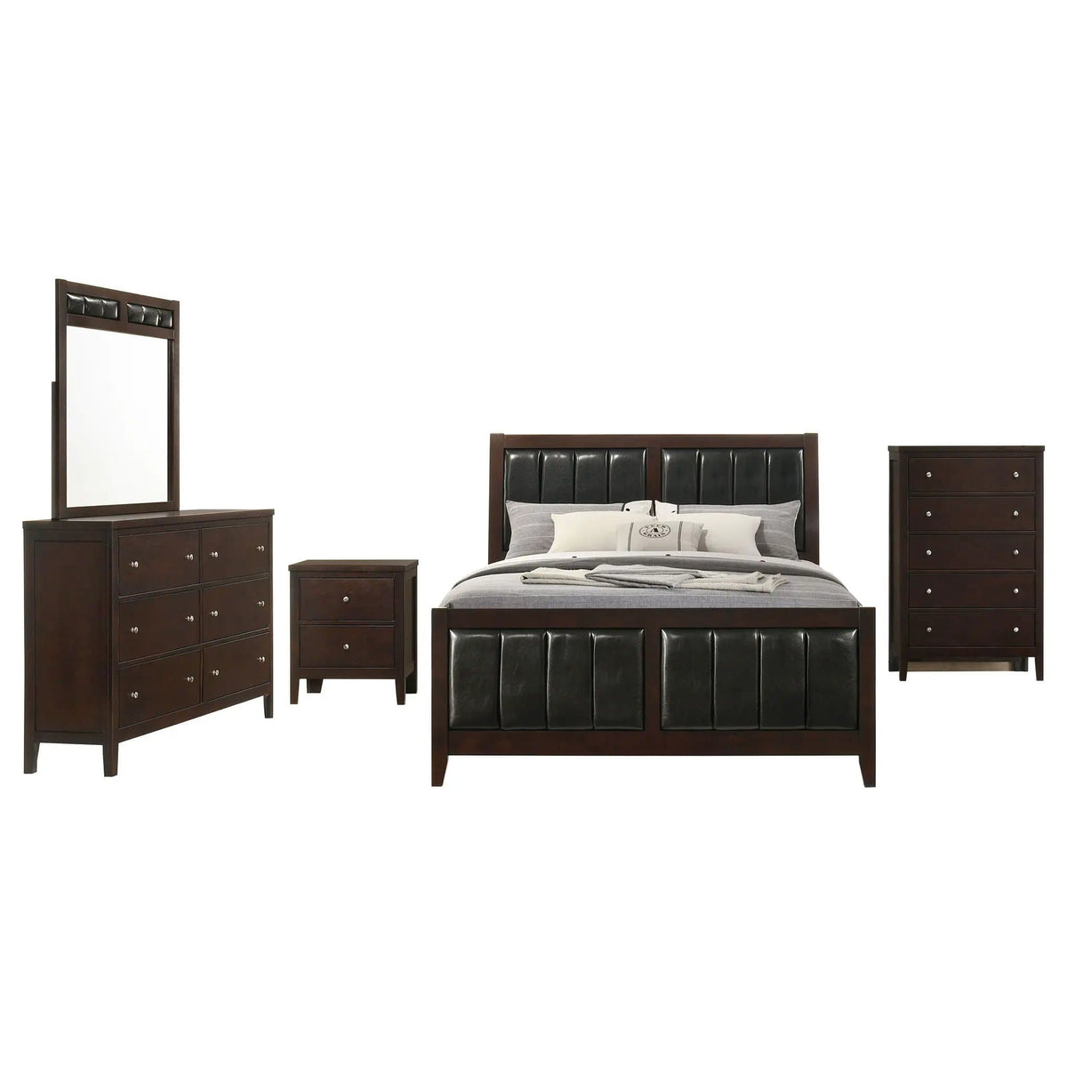 Carlton 5-piece Queen Bedroom Set | 5-Piece Set | Solid Wood & Veneer | Cappuccino