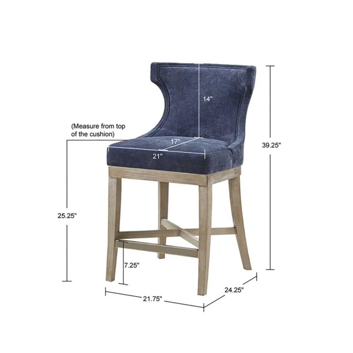 Carson Swivel Counter Stool | Wingback Shape | Piping Details | Solid Wood Legs