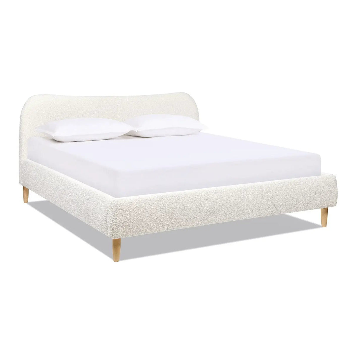 Roman Upholstered Platform Bed | Curved Headboard | Upholstered Rails | Eco-Friendly Construction