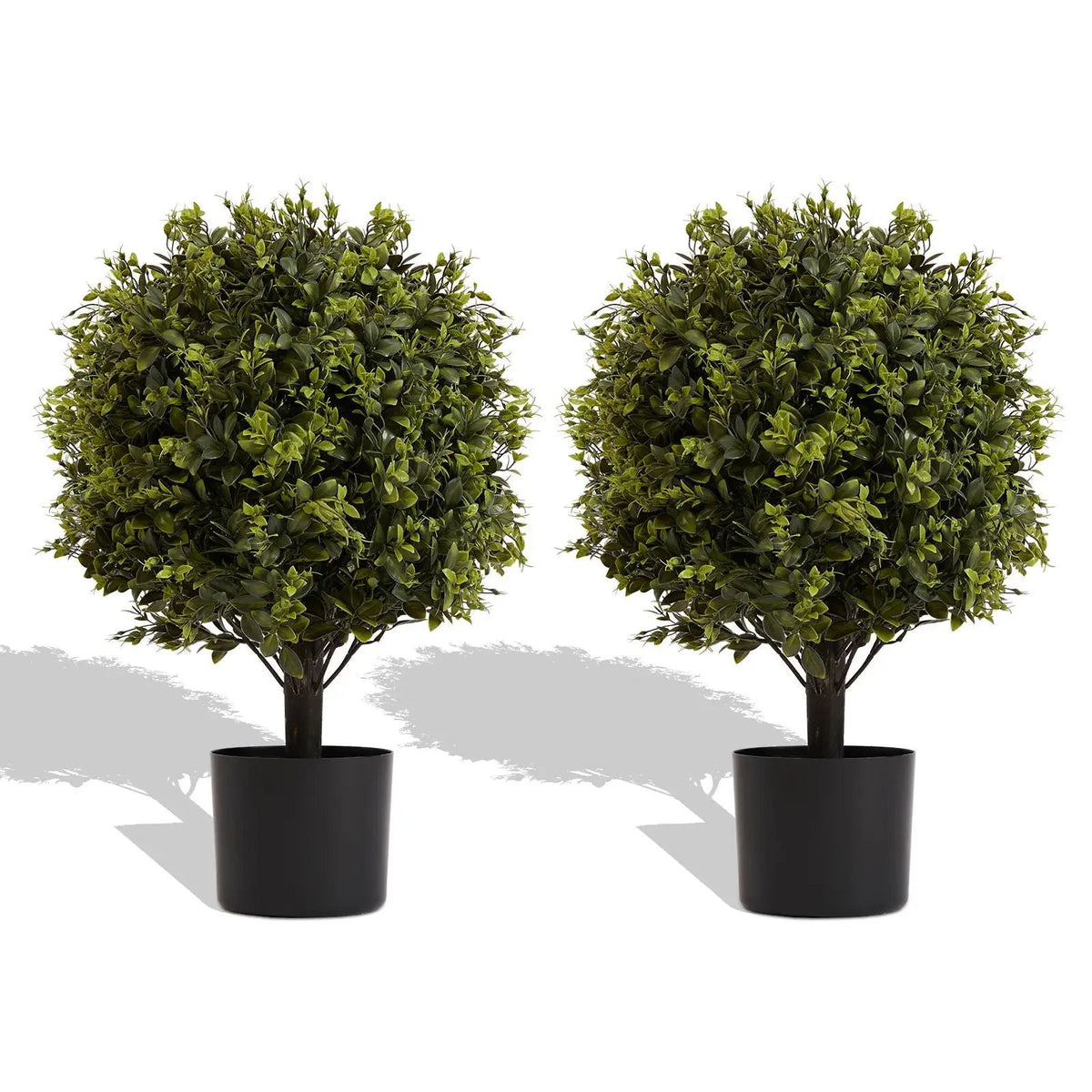 Artificial Ball Topiary Trees | Set Of 2 | 21.6 Inch Height | Indoor Outdoor Potted Decor