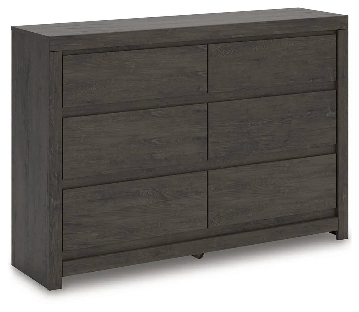 Fraluna Six Drawer Dresser | 58.7 x 15.63 x 40.08 in | Engineered Wood & Linen | Charcoal