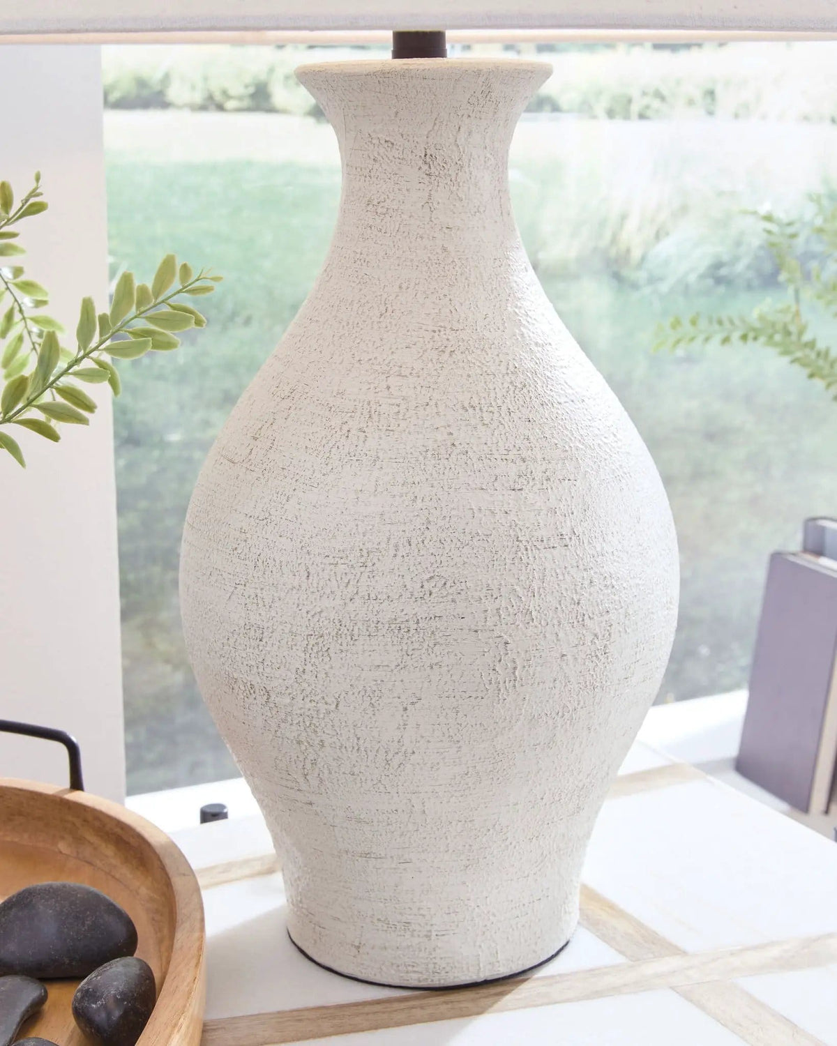 Ashbend Ceramic Table Lamp | 18.13 x 18.13 x 26.63 in | Fabric & Ceramic | Antique White