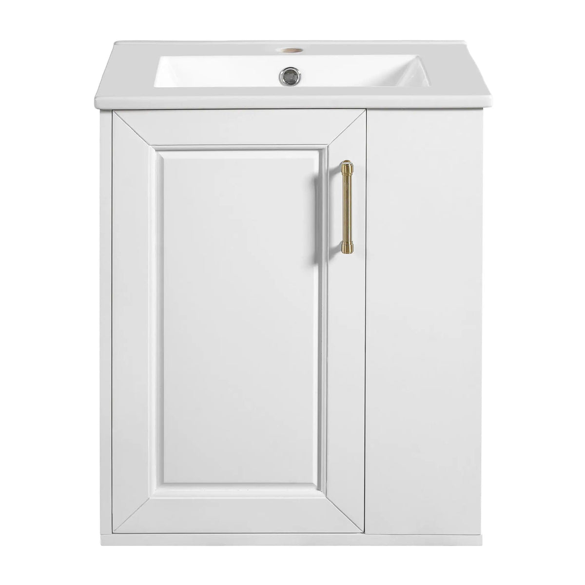 Wall Mounted Bathroom Cabinet With Side Shelf Combo, Vanity With Sink - | 20.3 x 18.5 x 24 in | Solid Wood & Ceramic | White