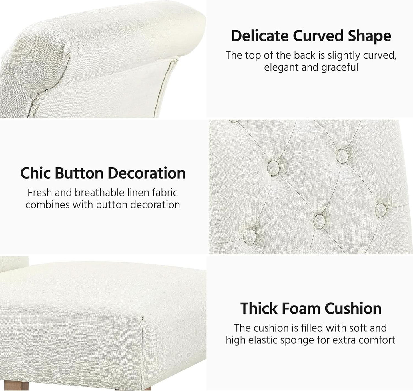 Beige Tufted Upholstered Dining Chairs Set Of 2 For Kitchen from PriceLows™