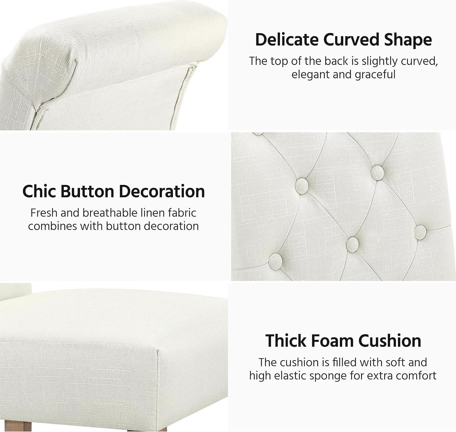 Beige Tufted Upholstered Dining Chairs Set Of 2 For Kitchen from PriceLows™