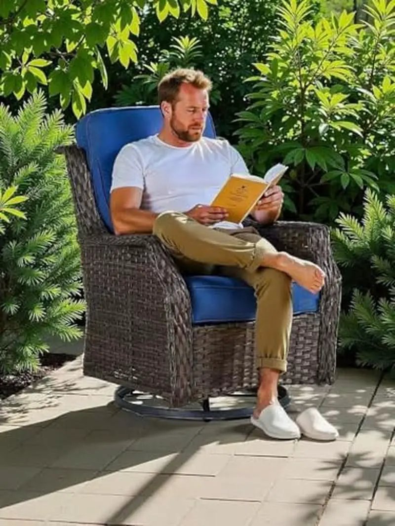Comfortable Wicker Swivel Rocker Chairs With Side Table from PriceLows™