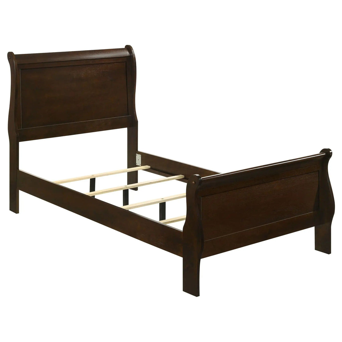 Louis Philippe Wood Twin Sleigh Bed | 41.25 x 84.5 x 47.25 in | Wood | Cappuccino