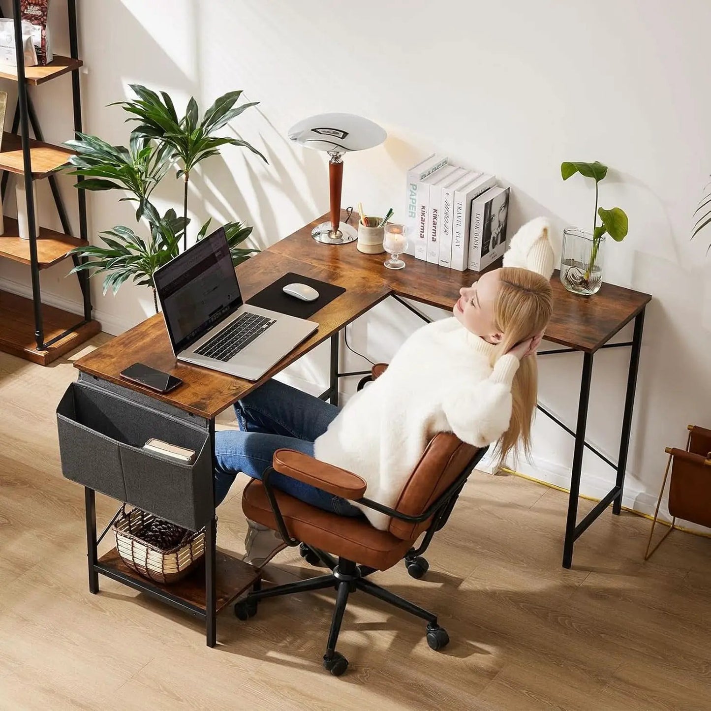 Corner L Shaped Gaming Desk With CPU Stand And Side Bag from PriceLows™