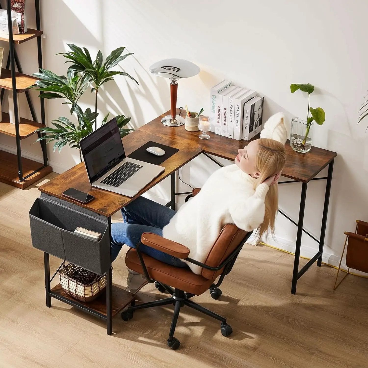 Corner L Shaped Gaming Desk With CPU Stand And Side Bag from PriceLows™
