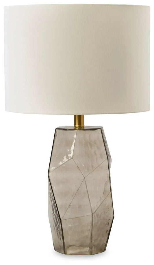 Taylow Glass Table Lamp | 13.88 x 13.88 x 23.75 in | Fabric & Glass | Gray