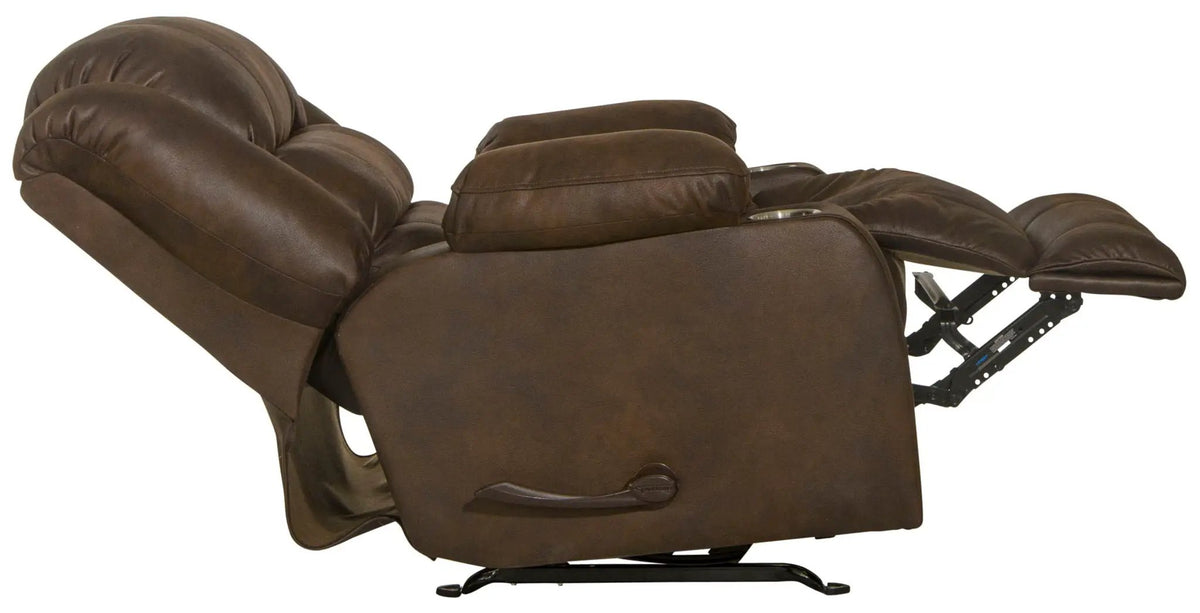 Beckley Rocker Recliner With Cupholders Rocker Chair | 2 Pieces | Walnut & Faux Leather | Living Room