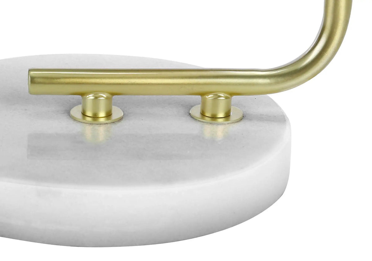 White Marble Table Lamp | Gold Metal Arm | 20 Inch Height | Rocker Switch