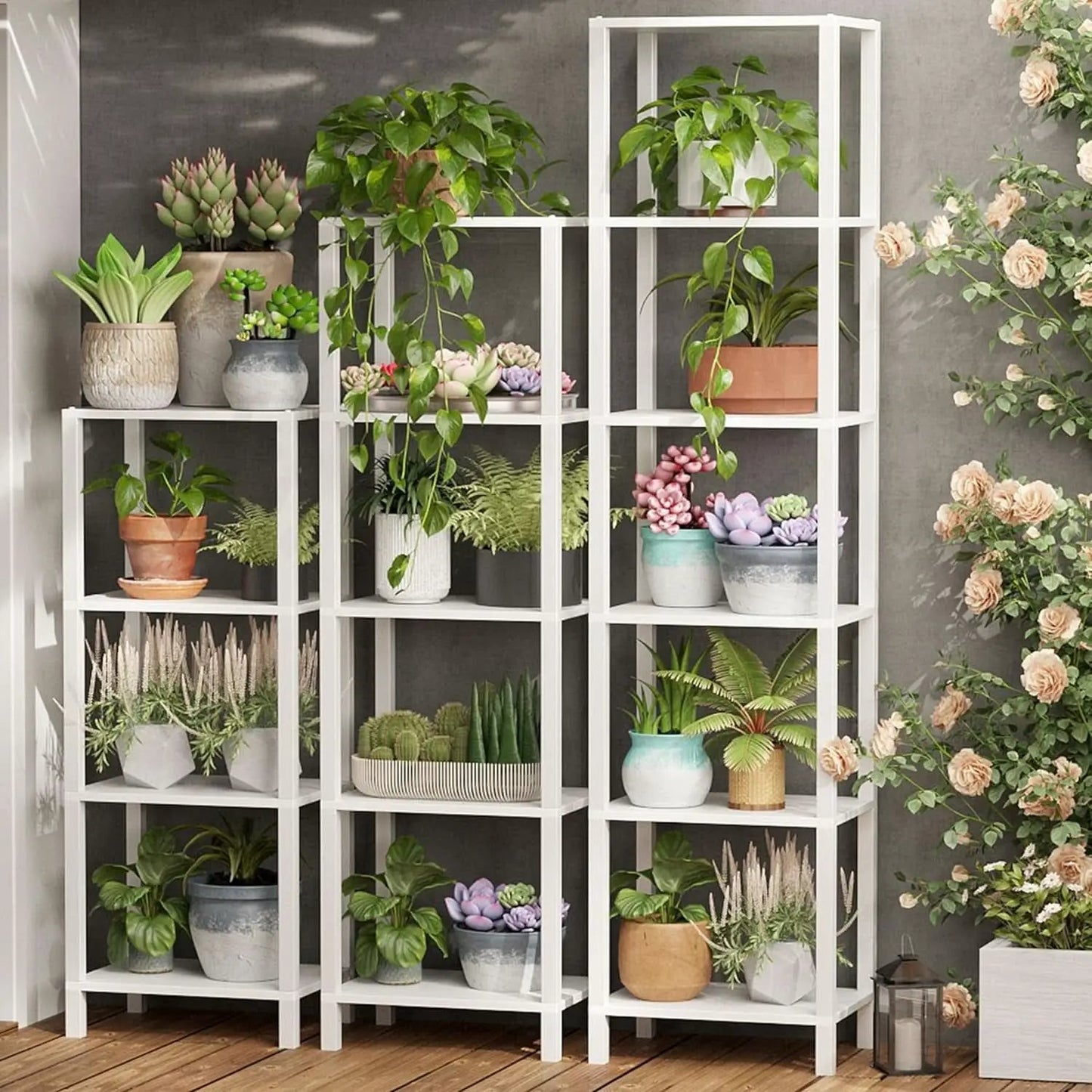 Six Tier Tall White Bookshelf For Small Spaces Living Room from PriceLows™