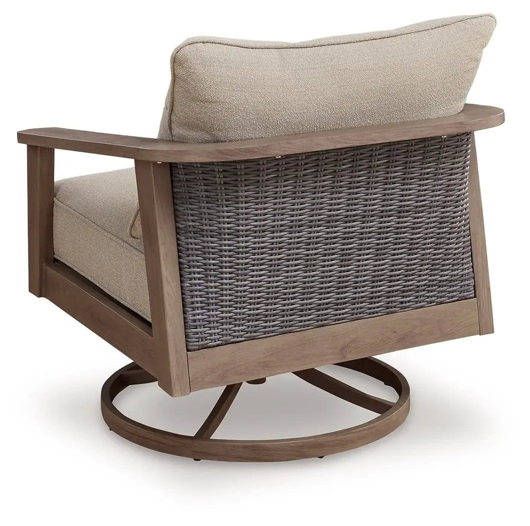 Harmony Headlands Swivel Lounge With Cushion Swivel Chair | 32.5 x 35.5 x 37.13 in | Polyester & Fabric | Natural / Gray