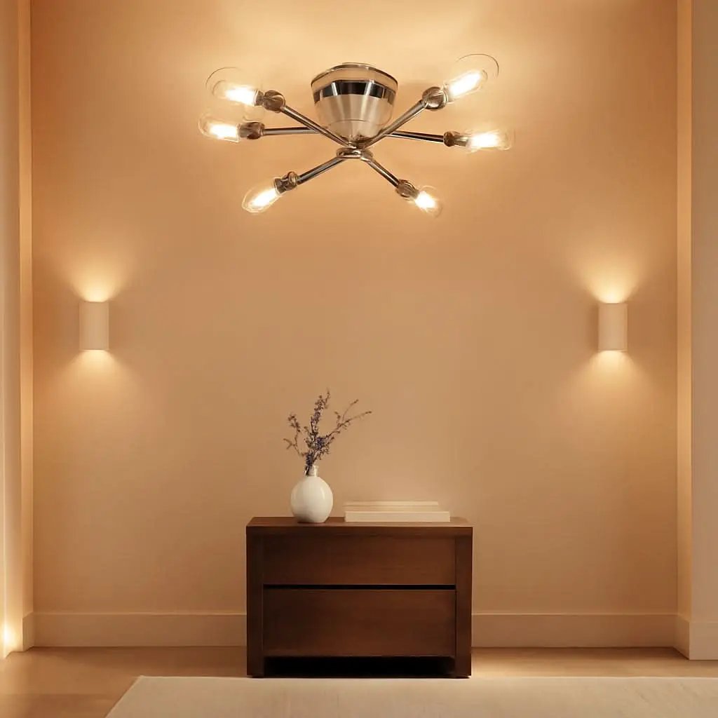 6 Light Chrome Sputnik Chandelier Semi Flush Mount Ceiling Light from PriceLows™