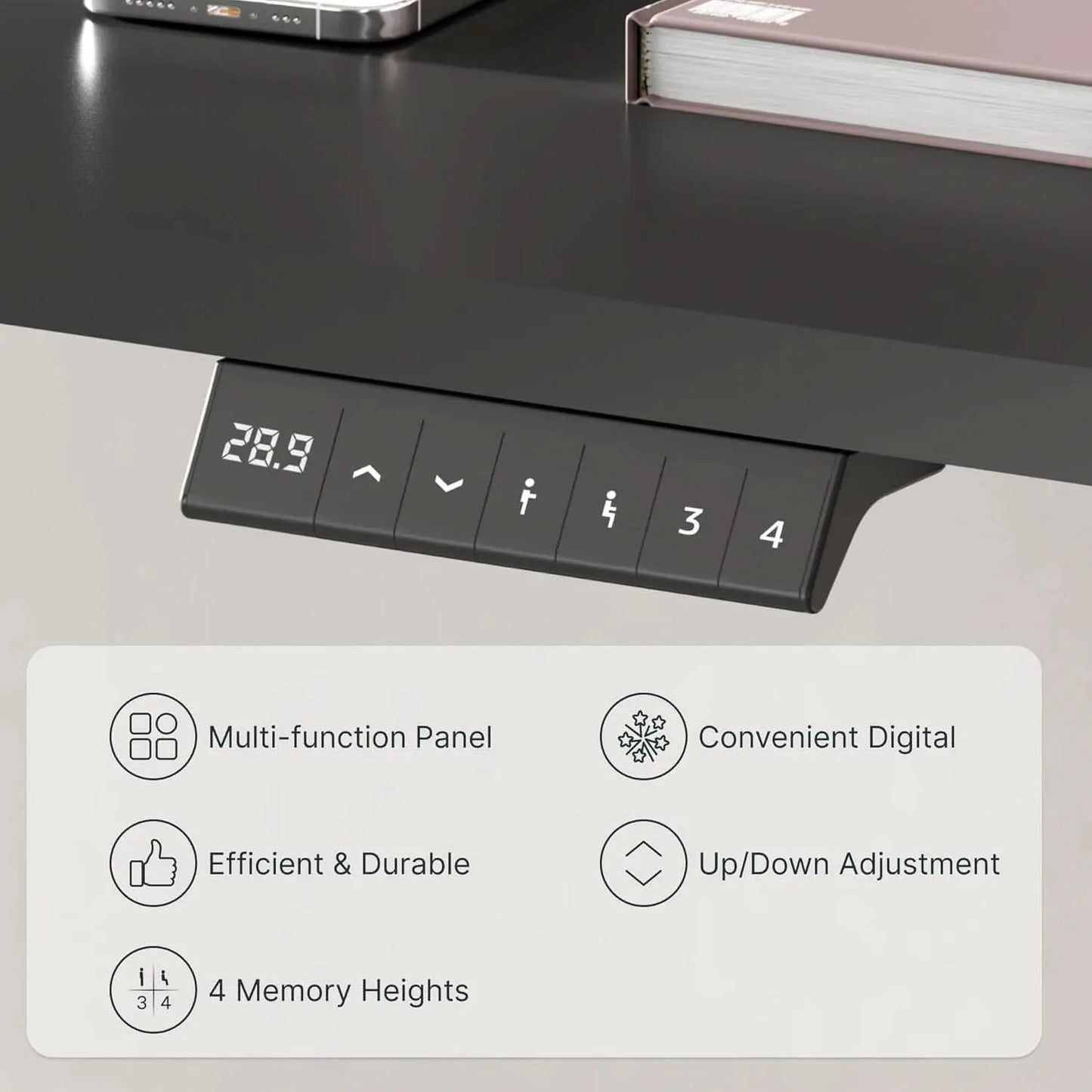 Electric Height Adjustable Standing Desk 48 X 24 Black from PriceLows™