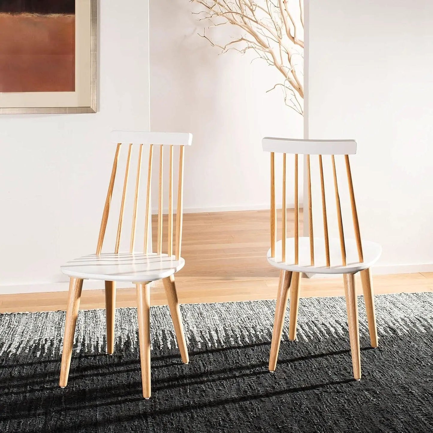 Burris Farmhouse Spindle Side Chair Natural White Set Of 2 from PriceLows™