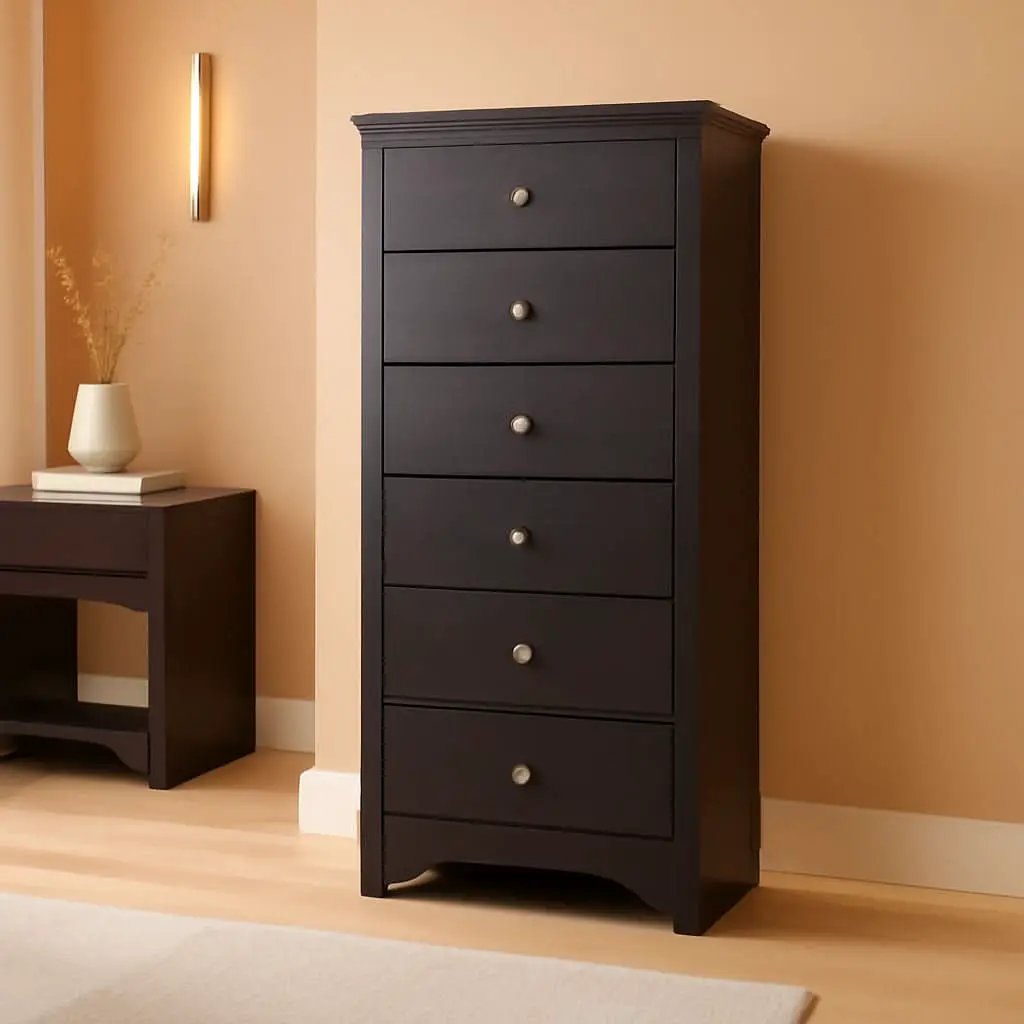 Brown Wood 6 Drawer Dresser For Bedroom Storage Unit from PriceLows™