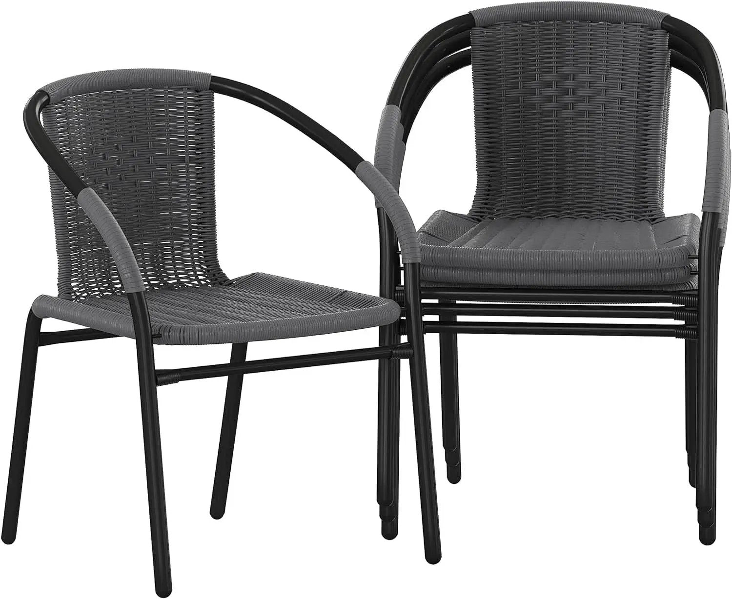 Modern Stackable Rattan Dining Chairs Set for Outdoor from PriceLows™