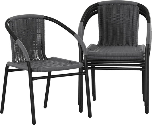 Modern Stackable Rattan Dining Chairs Set for Outdoor from PriceLows™